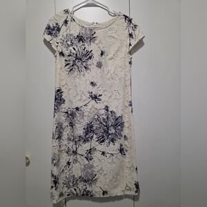 Donna Ricco Cream and Blue Floral Dress